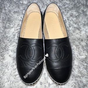 Chanel Espadrilles Lambskin Black NEW Size US 7 / Eu 37